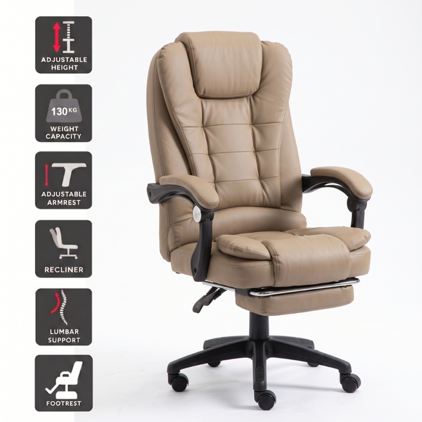 Workspace Executive Chair with Footrest - Khaki