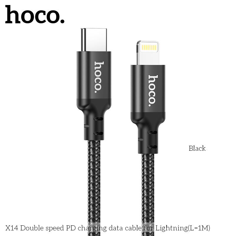 hoco. X14 iPhone Lightning Double Speed PD Charging Cable Black(L=1M)