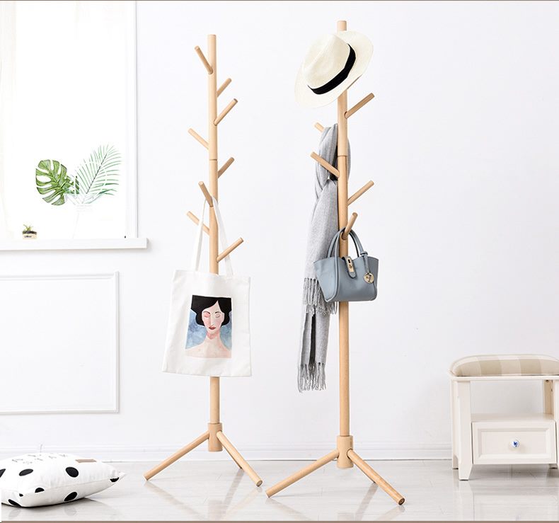 Solid Wood Coat Rack 8 Hook