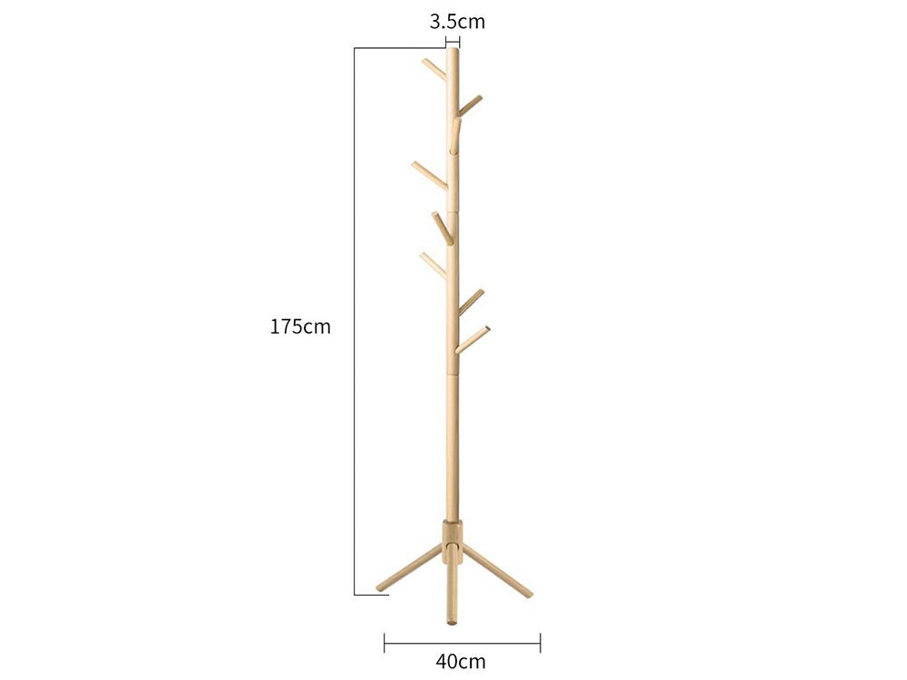 Solid Wood Coat Rack 8 Hook