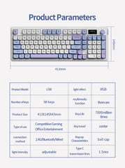 Langtu L98 Wireless RGB Mechanical Style Gaming Keyboard - Blue