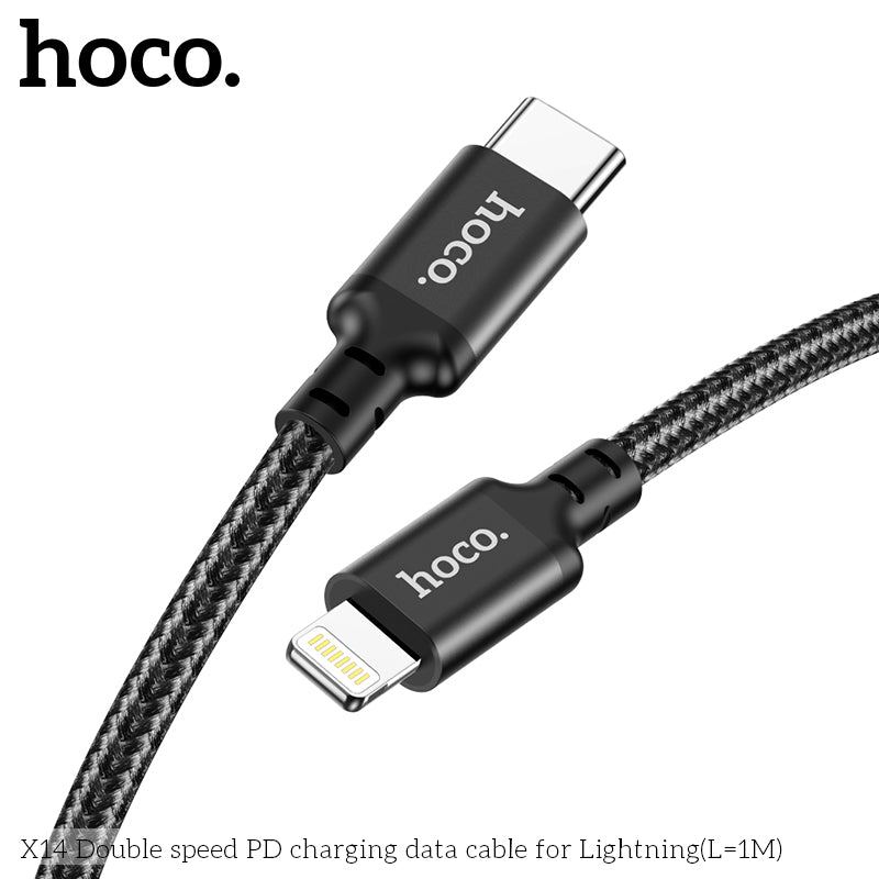 hoco. X14 iPhone Lightning Double Speed PD Charging Cable Black(L=1M)