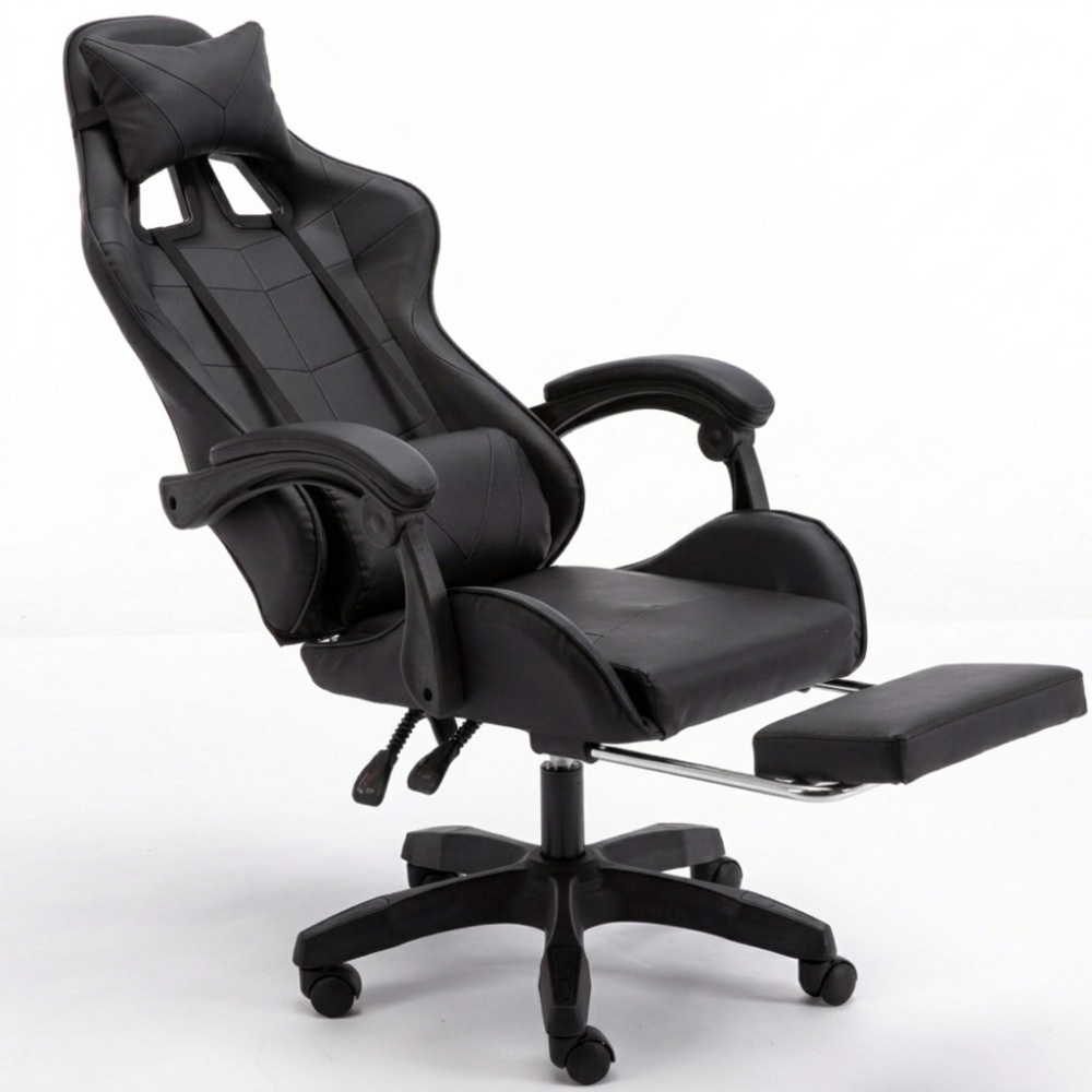 Ergonomics Gaming Chair with Footrest - Black