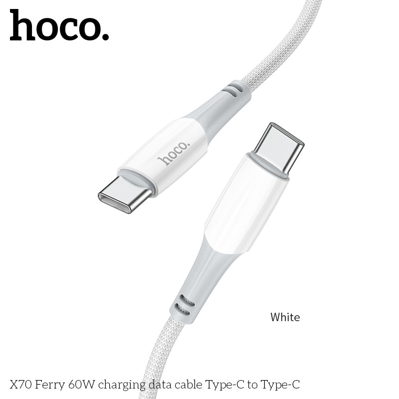Hoco X70 USB-C to USB-C 60W Charging Cable - White