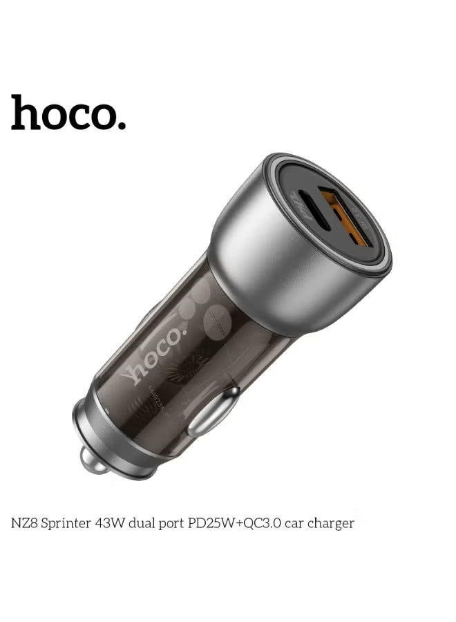 NZ8 43W Dual Port PD25W+QC3.0 Car Charger Blue