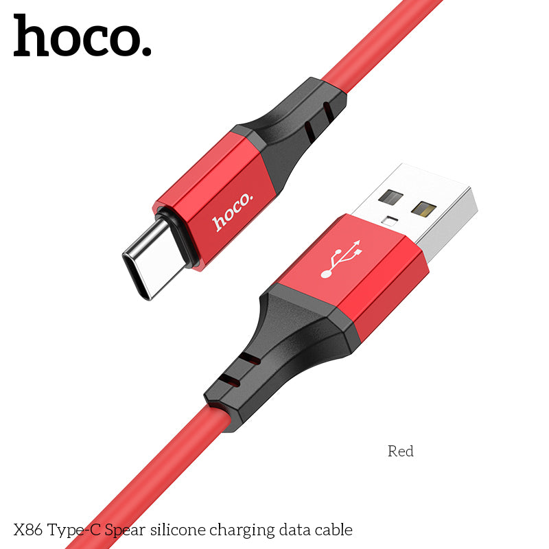 hoco. X86 Type-C Silicone Charging Cable Red