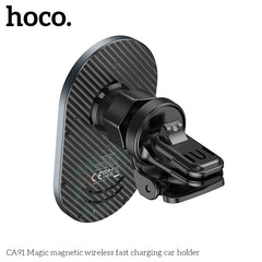 hoco. CA91 Magic Magnetic Wireless Fast Charging Car Mount Gray