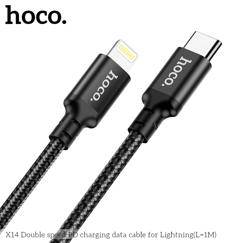 hoco. X14 iPhone Lightning Double Speed PD Charging Cable Black(L=1M)