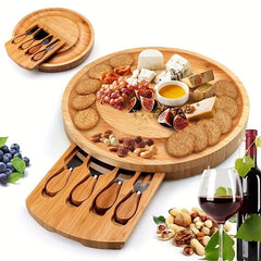 Yael Bamboo Cheese Board with Cheese Knives