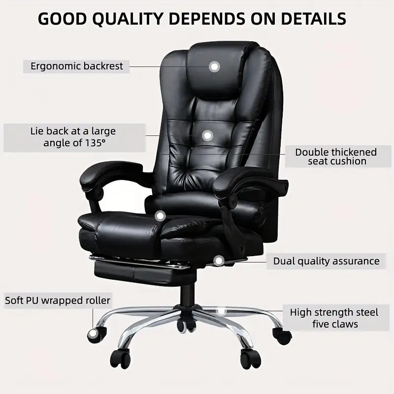 Workspace Executive Chair with Footrest Black