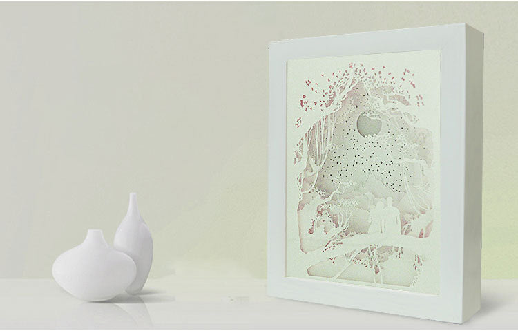 Papercut Light Box (Moon Lover)  Wooden Frame