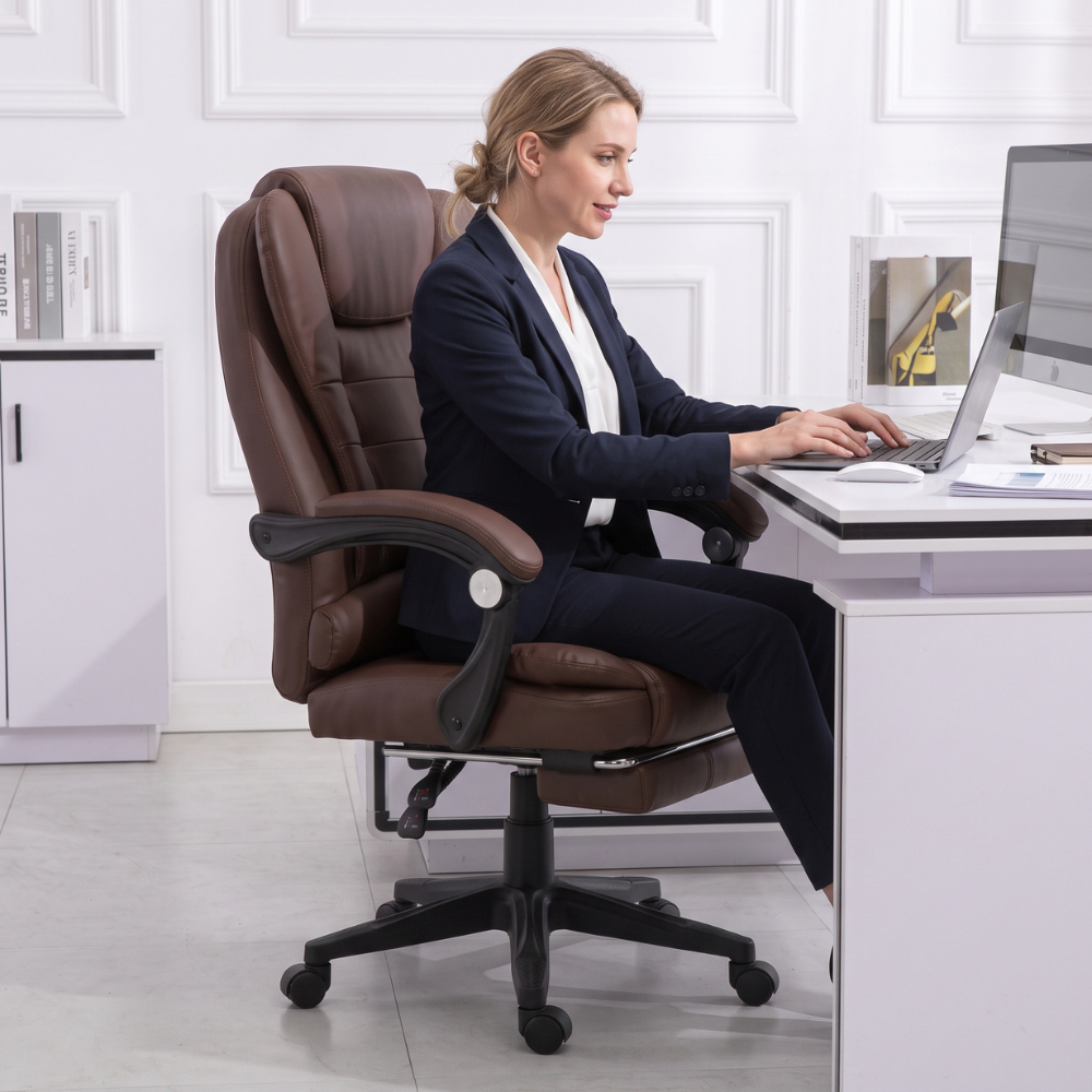 Workspace Executive Chair with Footrest - Brown