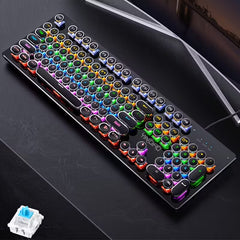 Gaming Real Mechanical Keyboard with 104 Punk Keycaps Colourful Lighting