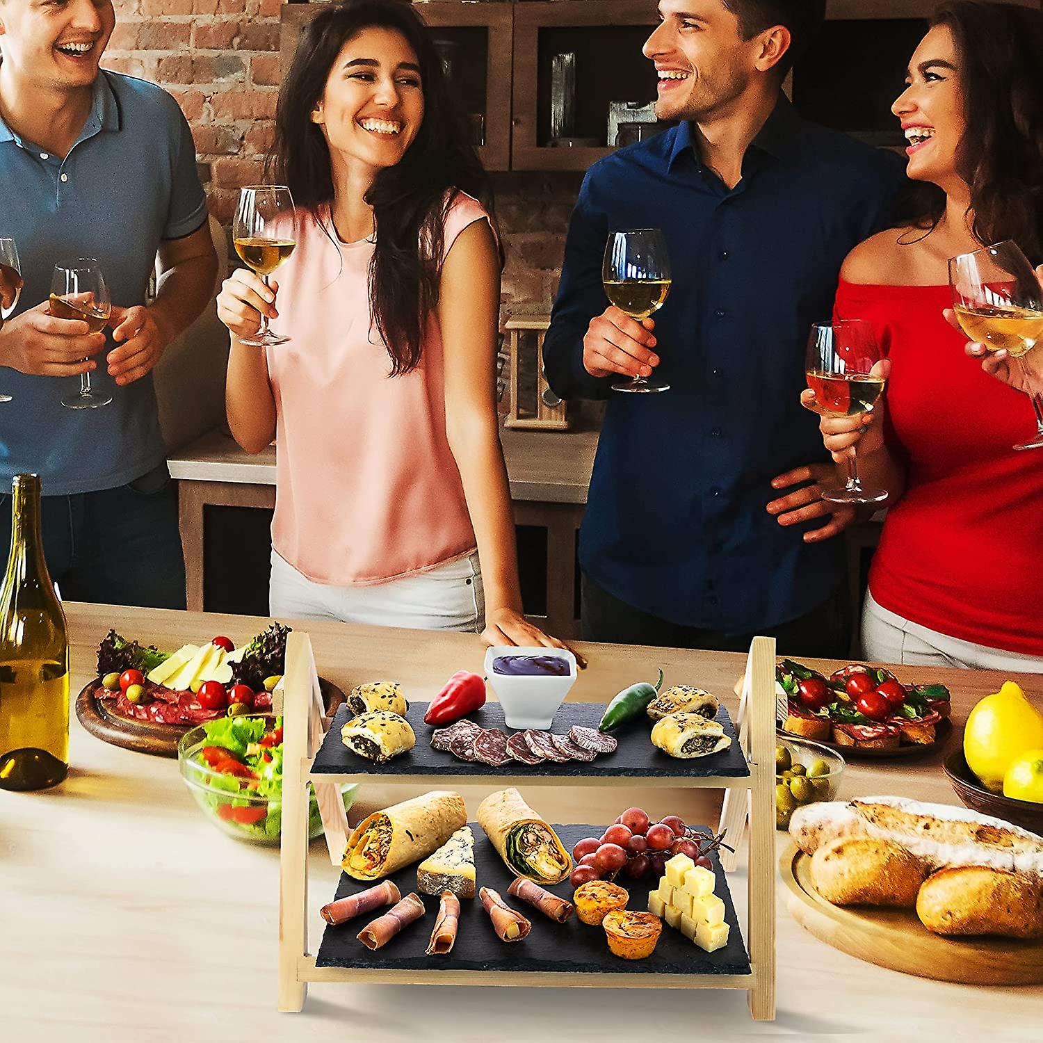 Serving Platter with Wood Frame