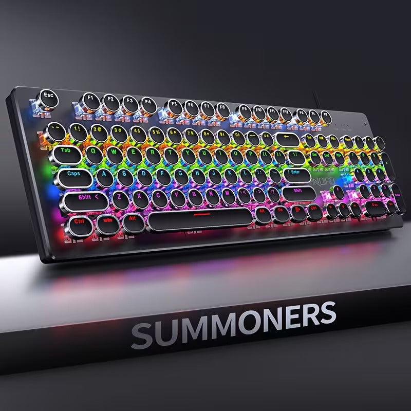 Gaming Real Mechanical Keyboard with 104 Punk Keycaps Colourful Lighting