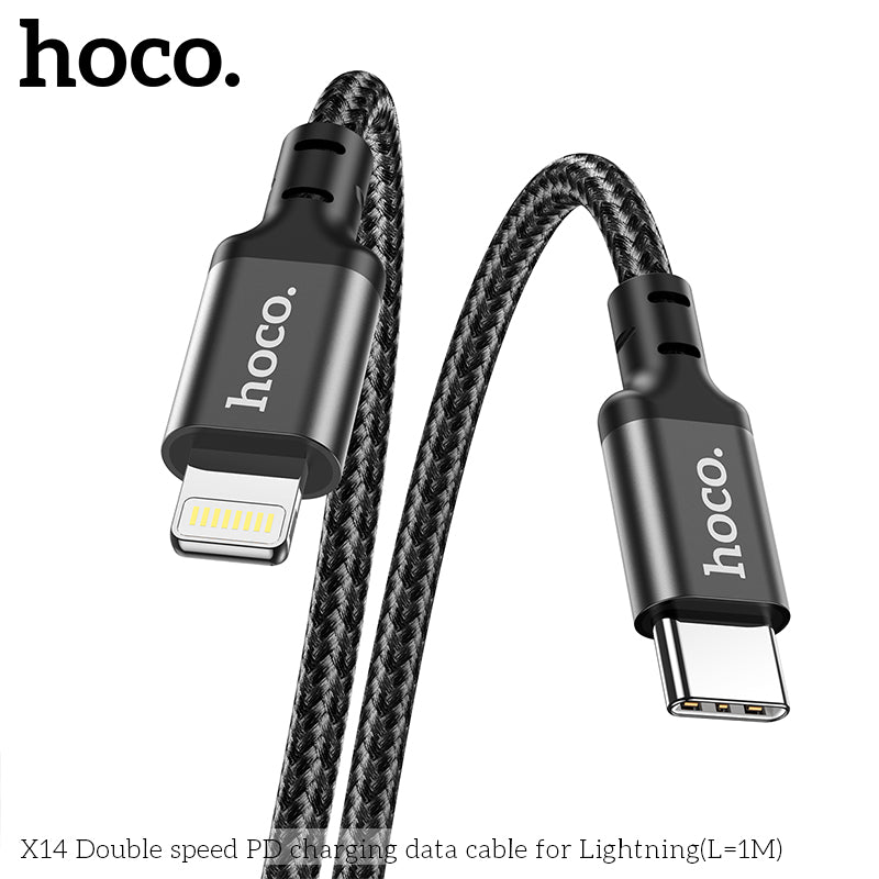 hoco. X14 iPhone Lightning Double Speed PD Charging Cable Black(L=1M)