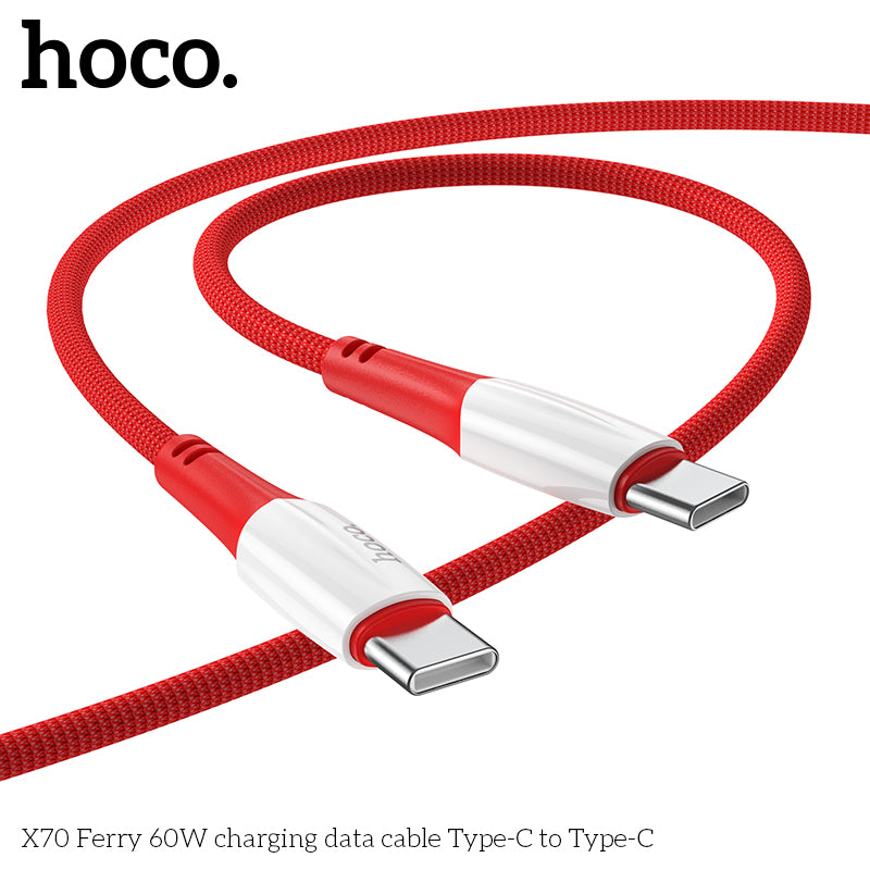 Hoco X70 USB-C to USB-C 60W Charging Cable - White
