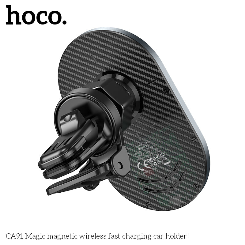 hoco. CA91 Magic Magnetic Wireless Fast Charging Car Mount Gray