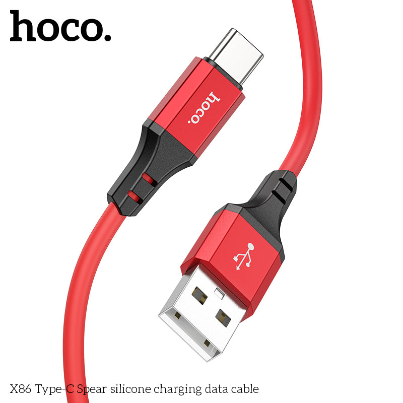 hoco. X86 Type-C Silicone Charging Cable Red