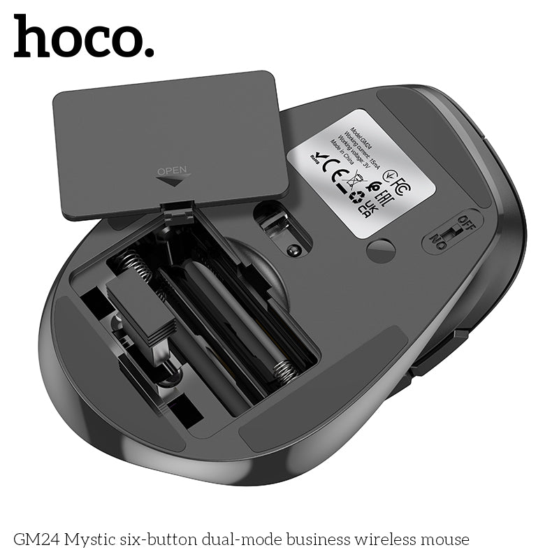 Hoco GM24 Six-Button Dual-Mode Wireless Mouse - Black