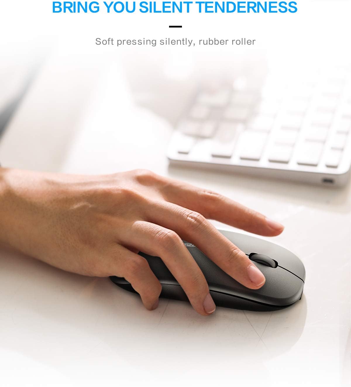 INPHIC Silent Rechargeable Ultra Slim Wireless Mouse 2.4G - Grey