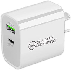 20W USB-C + USB Power Adapter Fast Charger 2 IN 1 Power Brick Fast Charger For iPhone Samsung Huawei