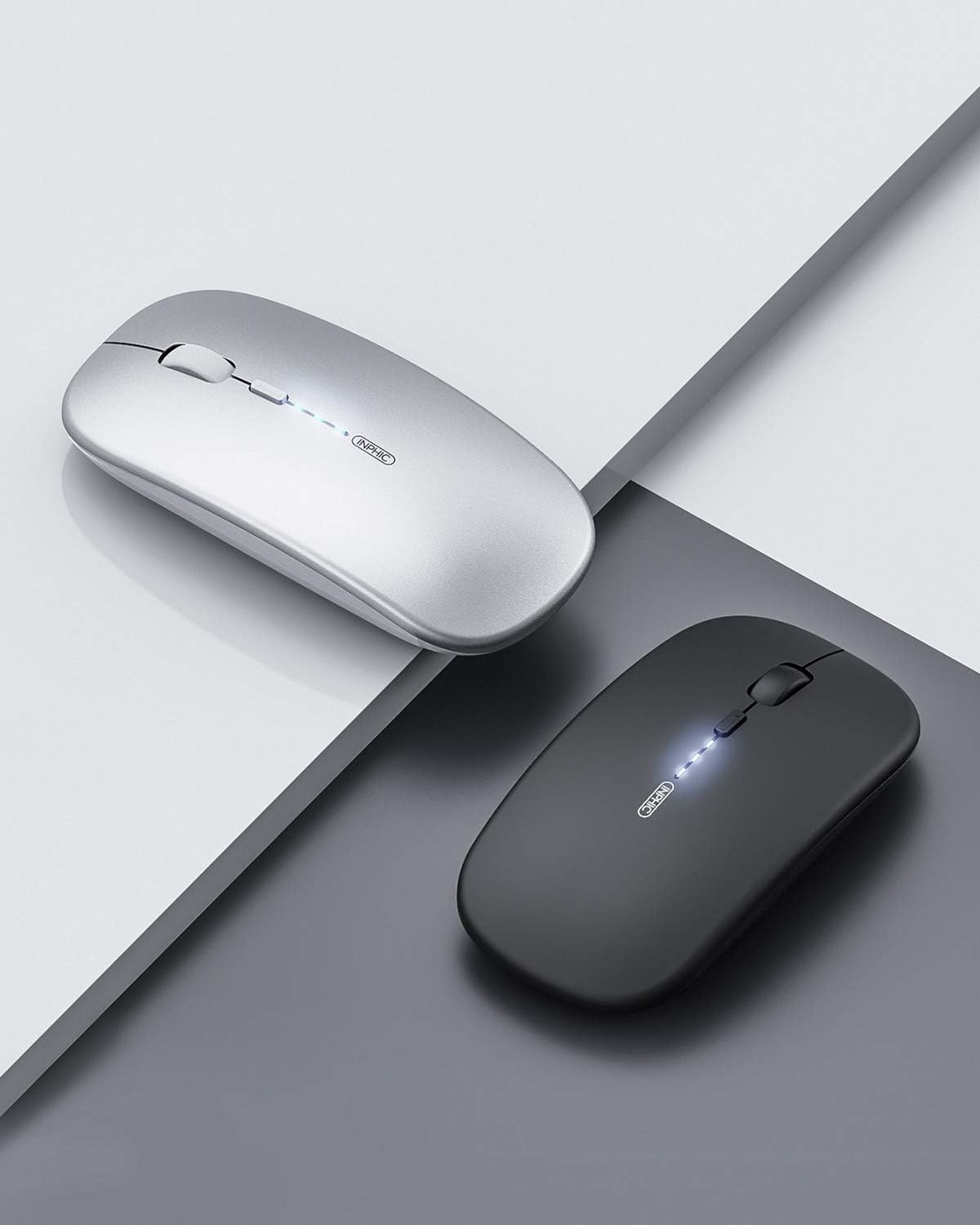 INPHIC Silent Rechargeable Ultra Slim Wireless Mouse 2.4G -Silver