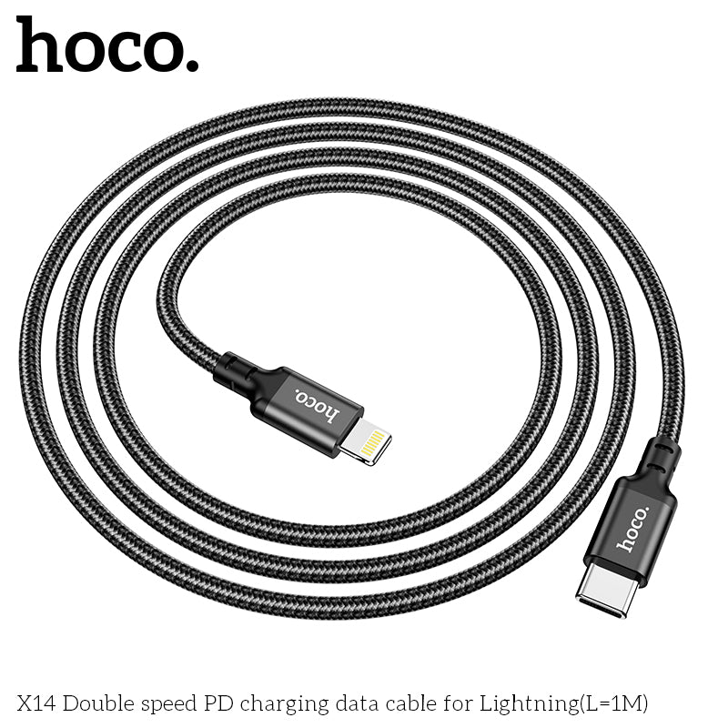 hoco. X14 iPhone Lightning Double Speed PD Charging Cable Black(L=1M)