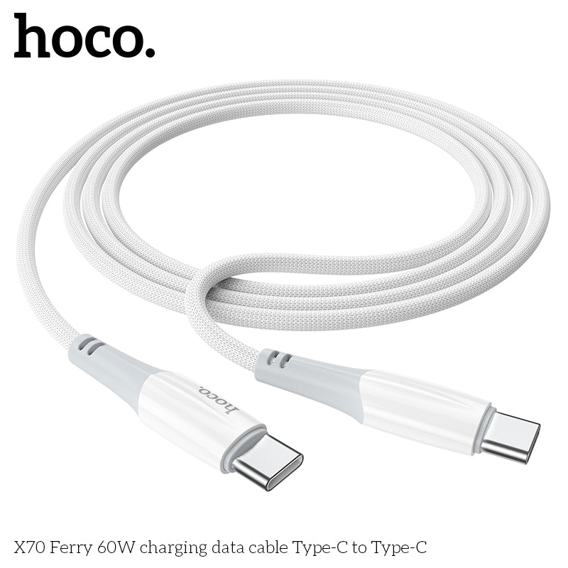 Hoco X70 USB-C to USB-C 60W Charging Cable - White