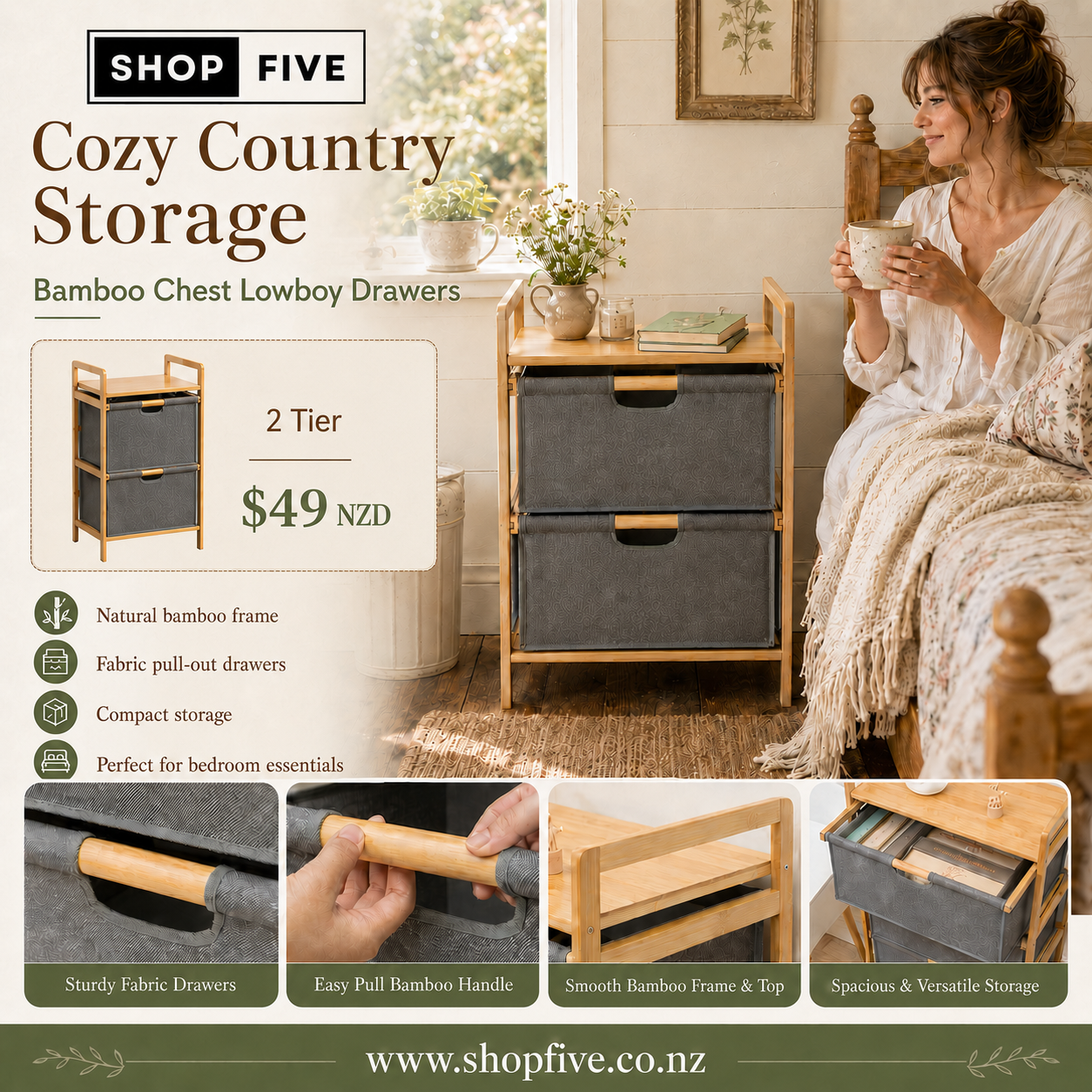 Bamboo Chest Lowboy Drawers