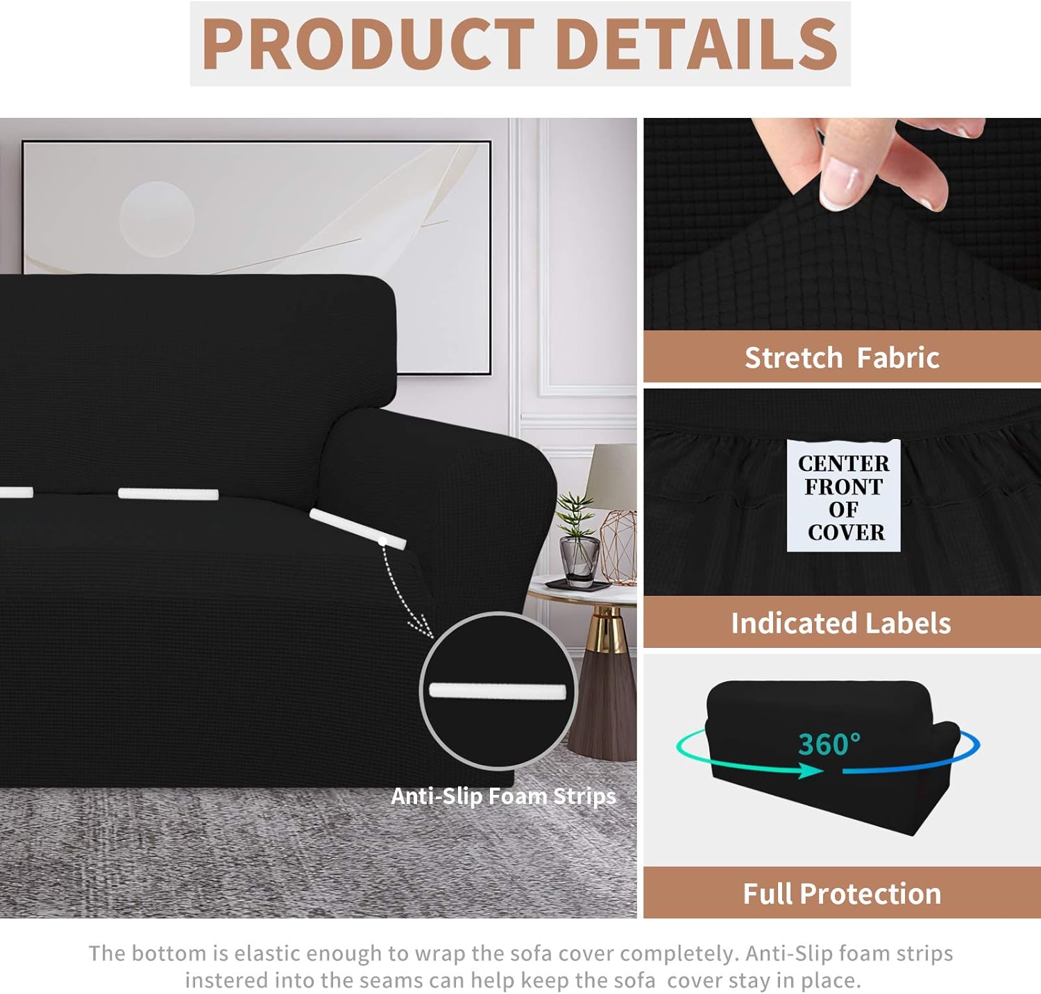 Galaxy Waterproof Sofa Couch Cover Black