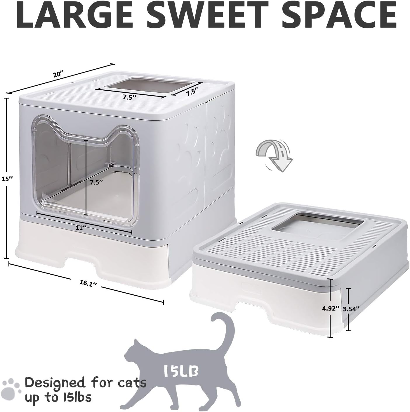 Foldable Cat Litter Box with Lid