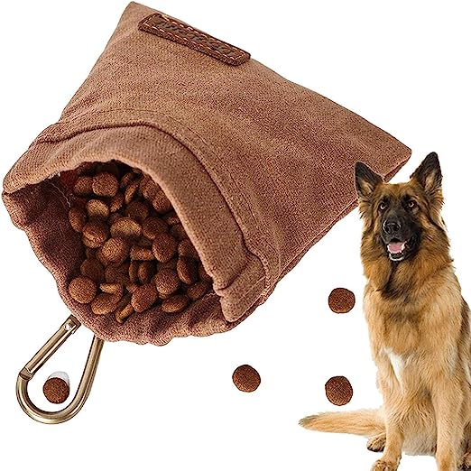 Cotton Dog Treat Pouch - Grey/Brown