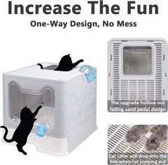 Foldable Cat Litter Box with Lid