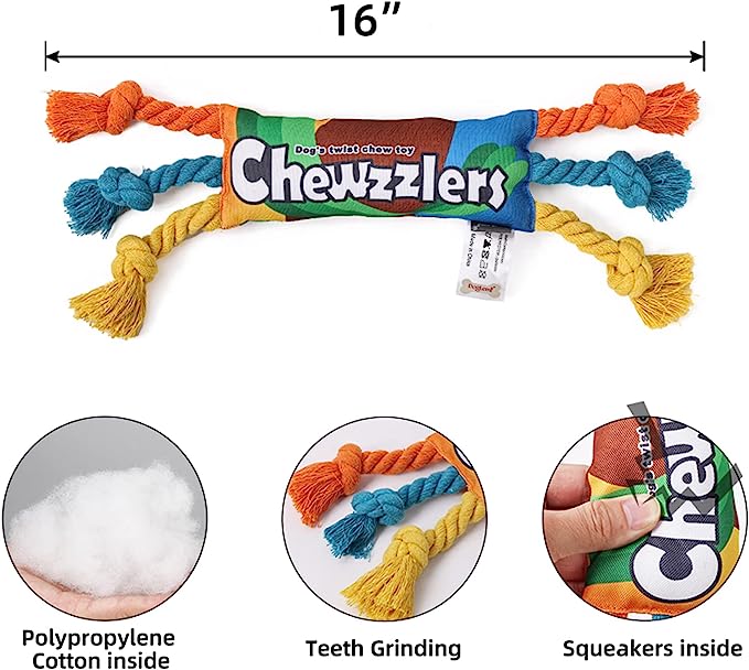 Chewzzlers Squeaky Rope Dog Chew Toy