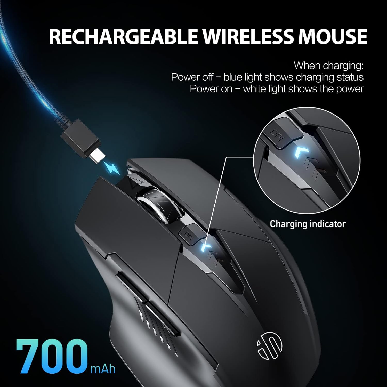 INPHIC Ergonomic Rechargeable Wireless Mouse