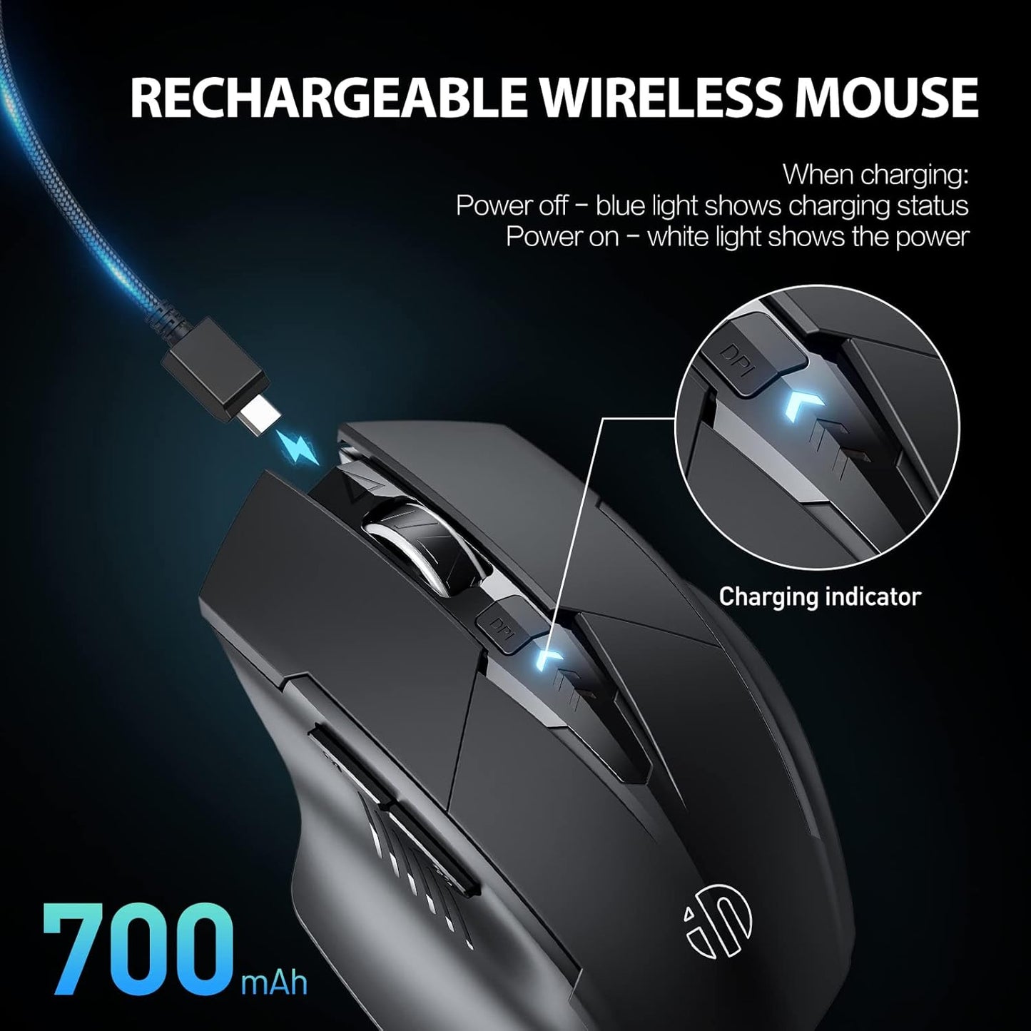 INPHIC Ergonomic Rechargeable Wireless Mouse