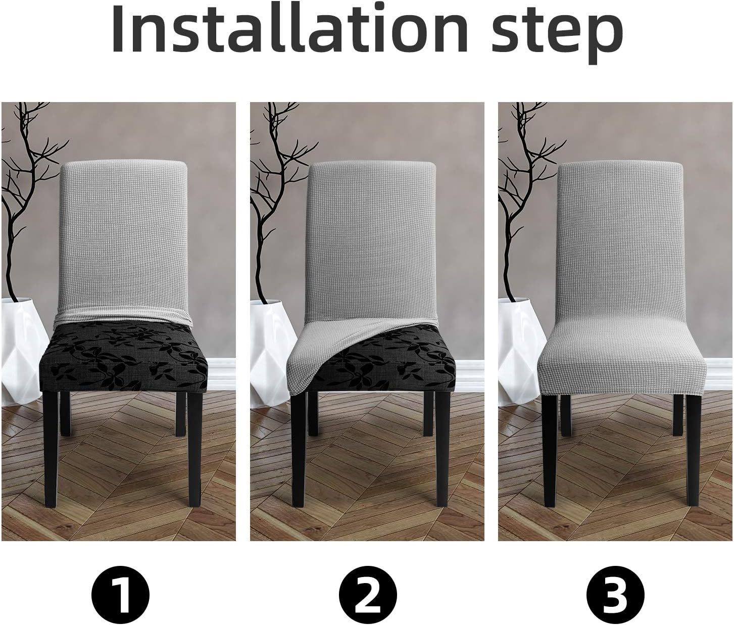 4PCs Waterproof Dinning Chair Covers Grey