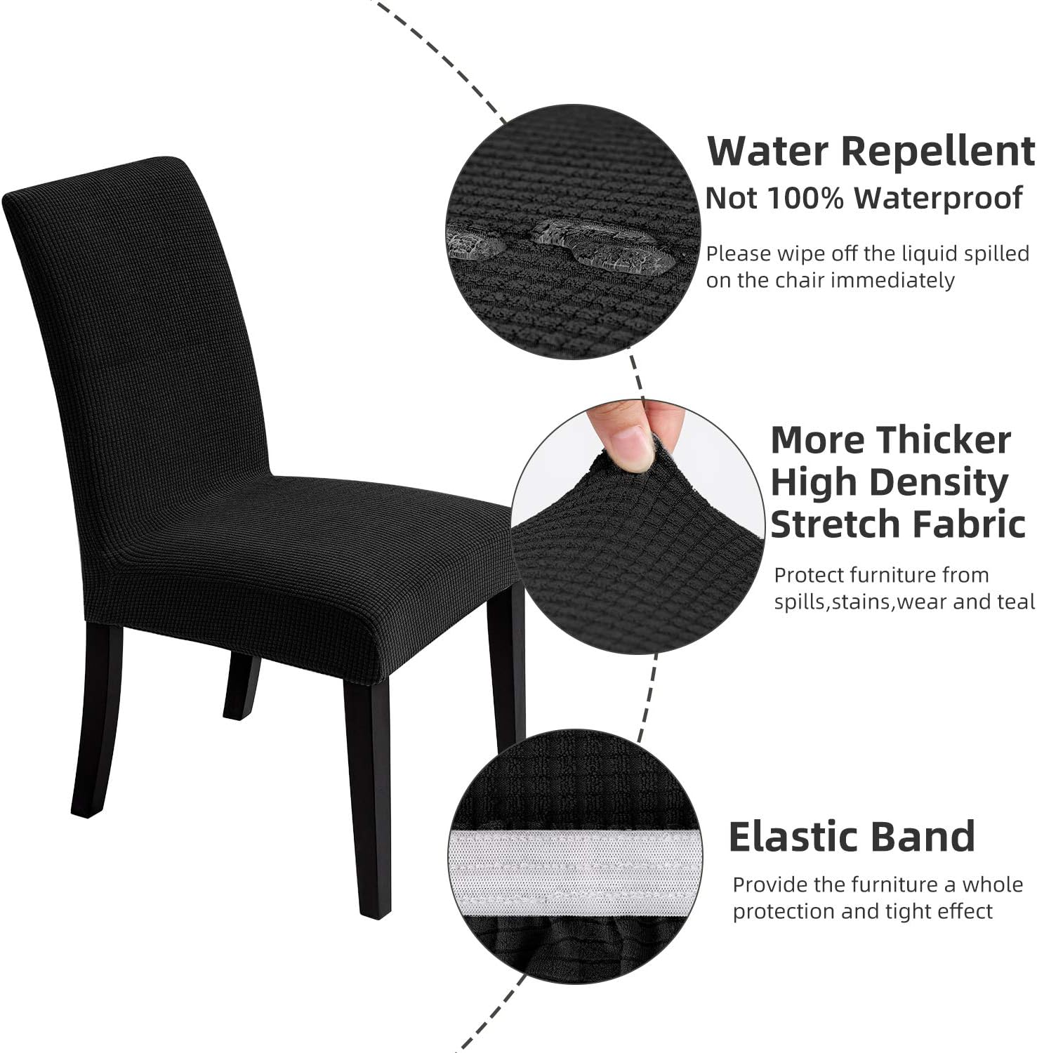 4PCs Waterproof Dinning Chair Covers Black