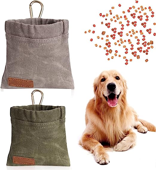 Cotton Dog Treat Pouch - Grey/Brown