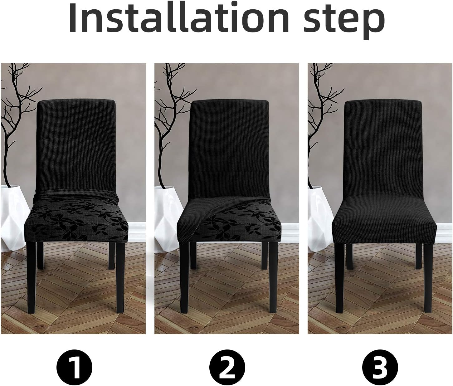 4PCs Waterproof Dinning Chair Covers Black