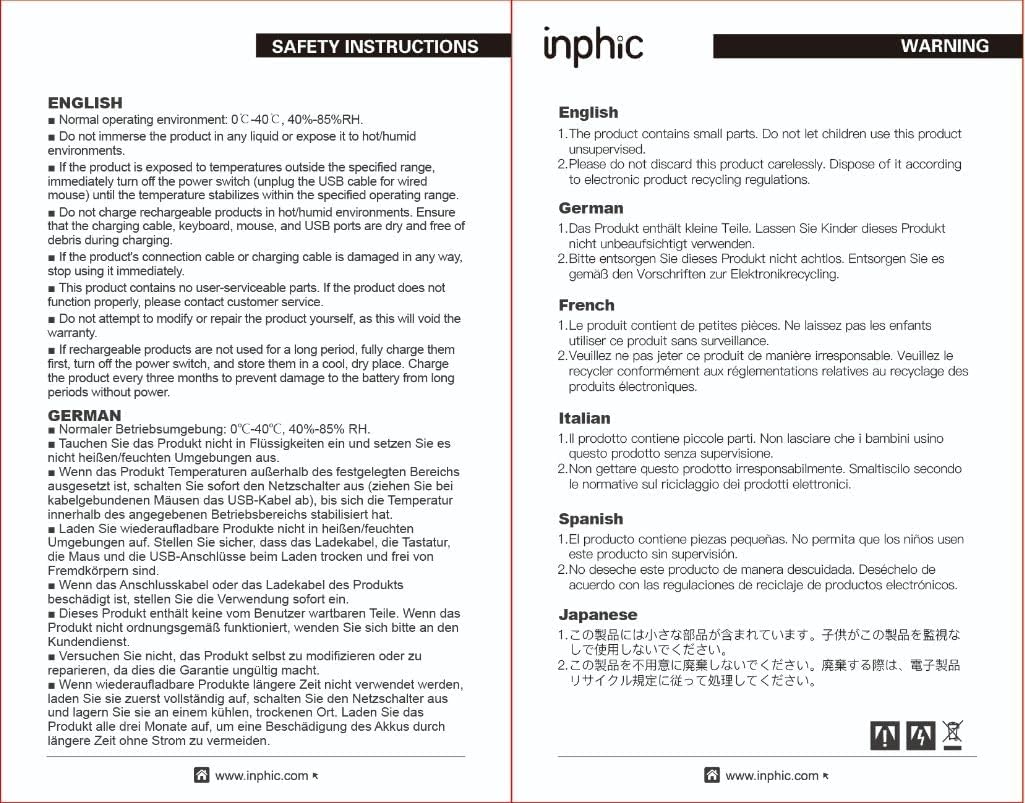 INPHIC Ergonomic Rechargeable Wireless Mouse