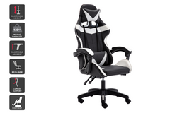 Gaming Chair with Headrest Footrest and Lumbar Support White