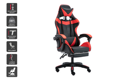 Gaming Chair with Headrest Footrest and Lumbar Support Red