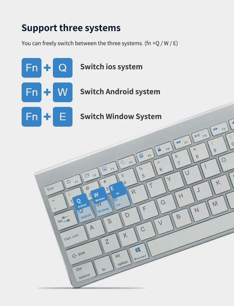 Silent 2.4G / Bluetooth Wireless Keyboard Mouse Set