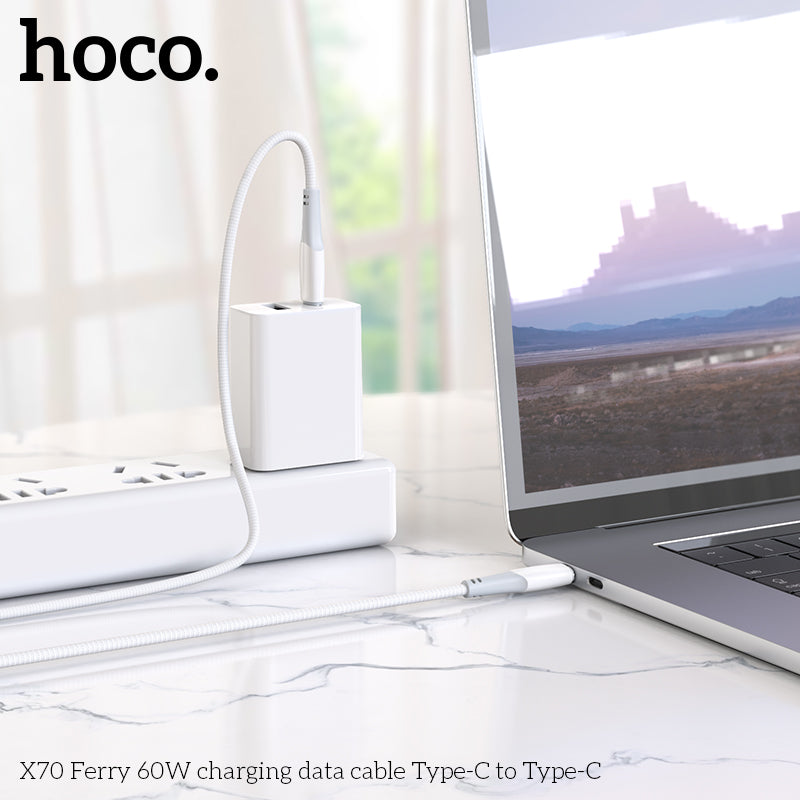 Hoco X70 USB-C to USB-C 60W Charging Cable - White
