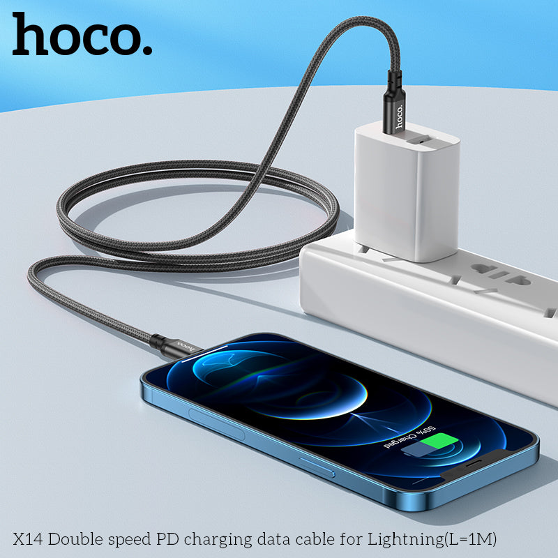 hoco. X14 iPhone Lightning Double Speed PD Charging Cable Black(L=1M)