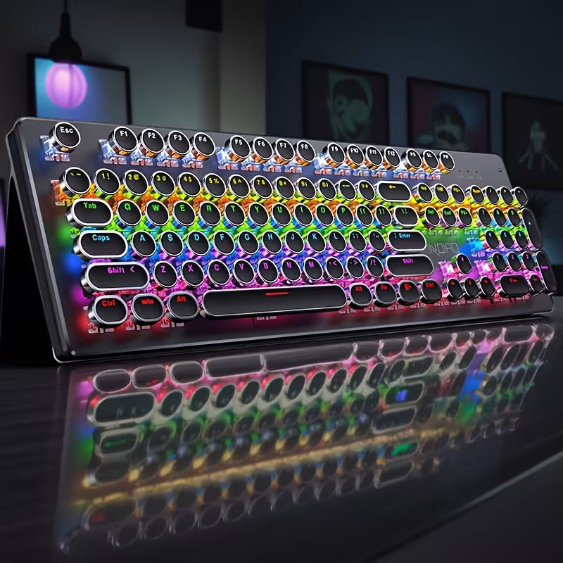 Gaming Real Mechanical Keyboard with 104 Punk Keycaps Colourful Lighting