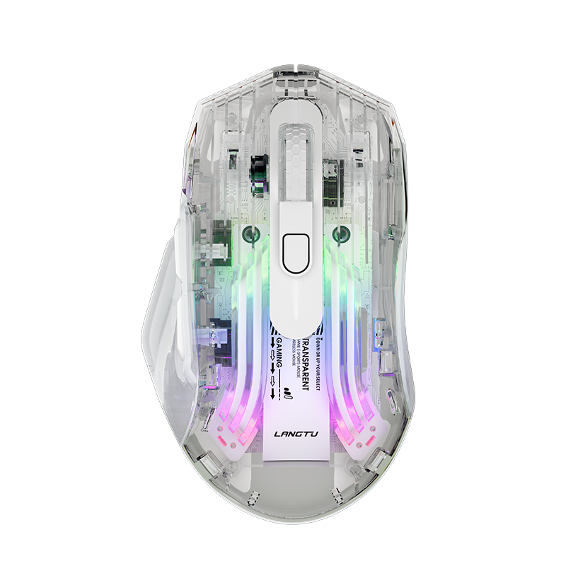 LANGTU G4 Tri-Mode Wired / Wireless Transparent RGB Gaming Mouse