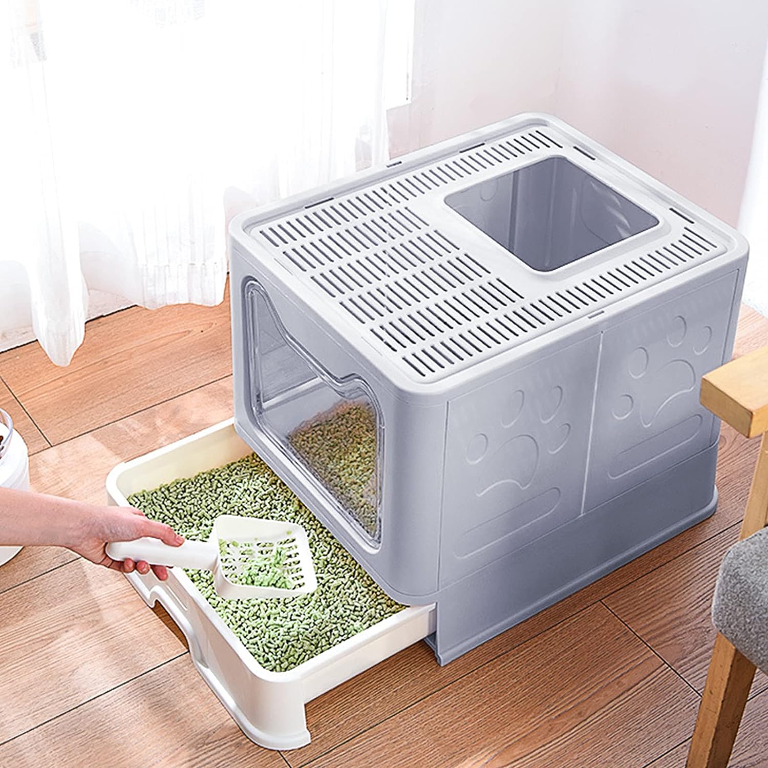 Foldable Cat Litter Box with Lid